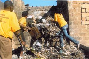 St John volunteers clean up around Lusaka as part of their cholera campaign